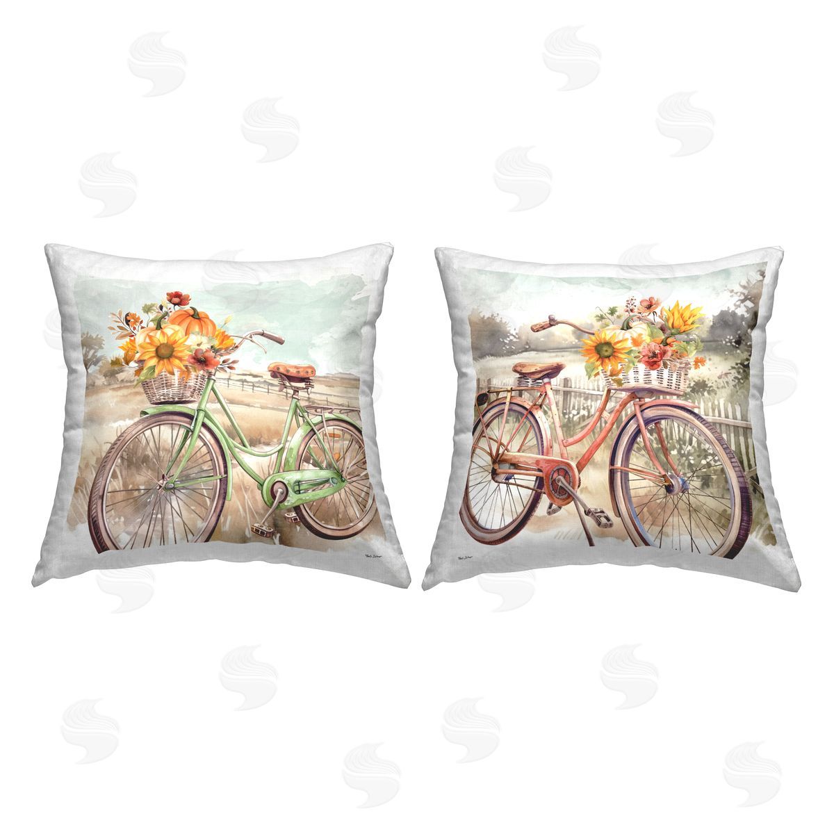 Nicole DeCamp Rustic Autumnal Bicycles Printed Plush Polyester Throw Pillow