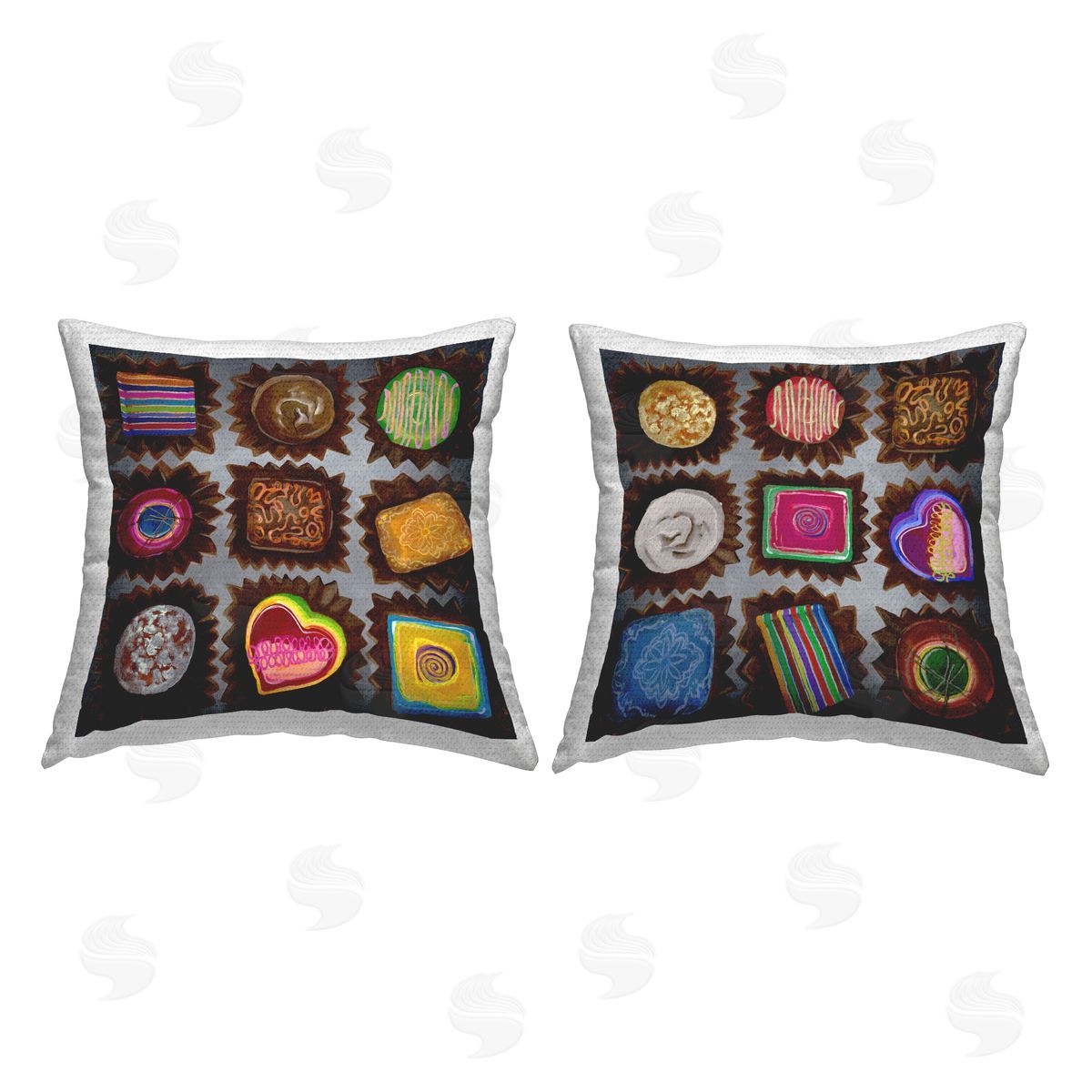 Liz Jardine Mixed Box of Chocolates Outdoor Quick-Dry Polyester Printed Throw Pillow