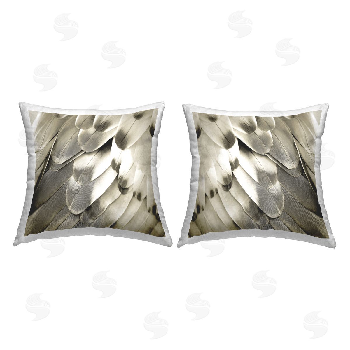 Julia Bosco Feather Details Bird Wings Printed Plush Polyester Throw Pillow