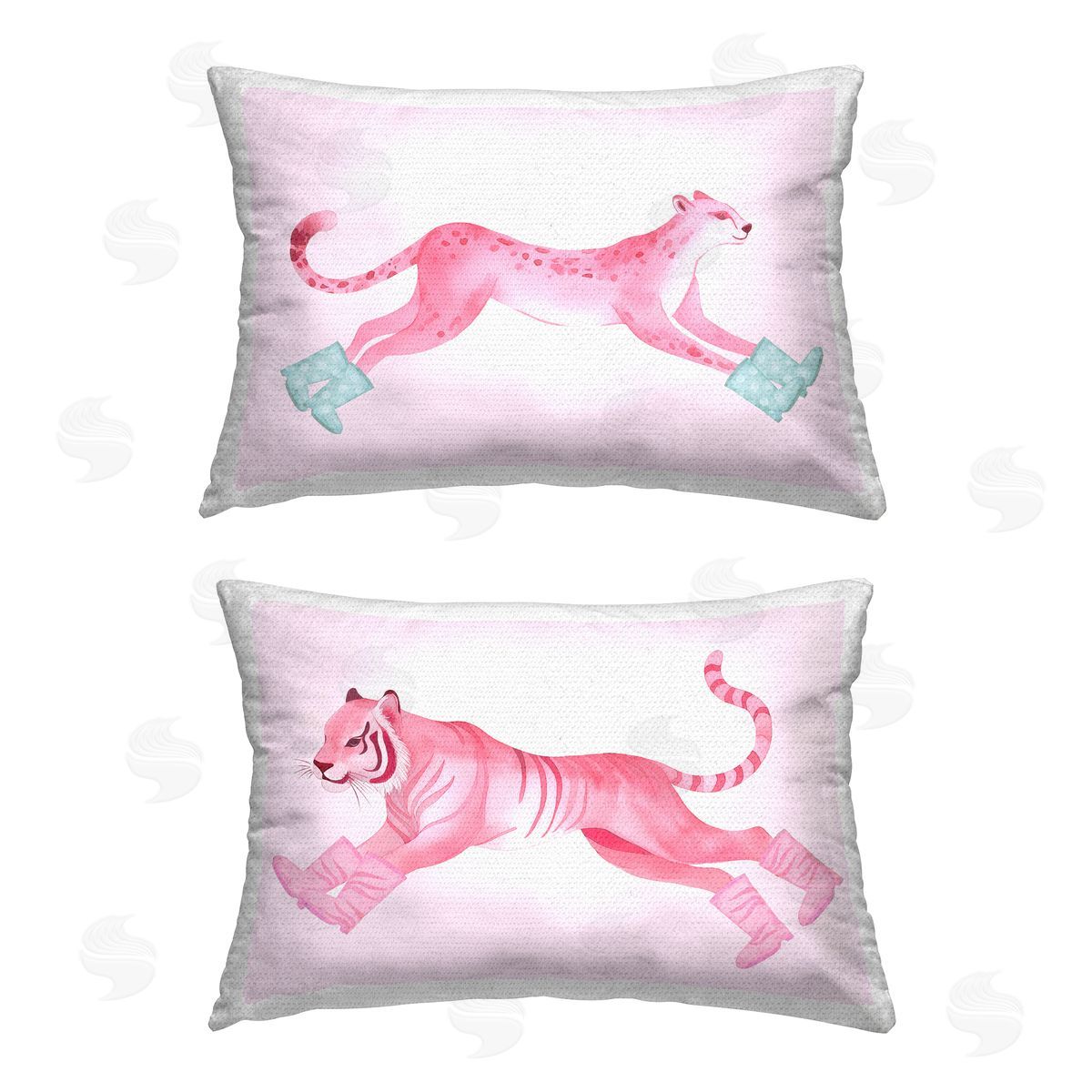 Stupell Studio Sprinting Wild Cats in Boots Outdoor Quick-Dry Polyester Printed Throw Pillow