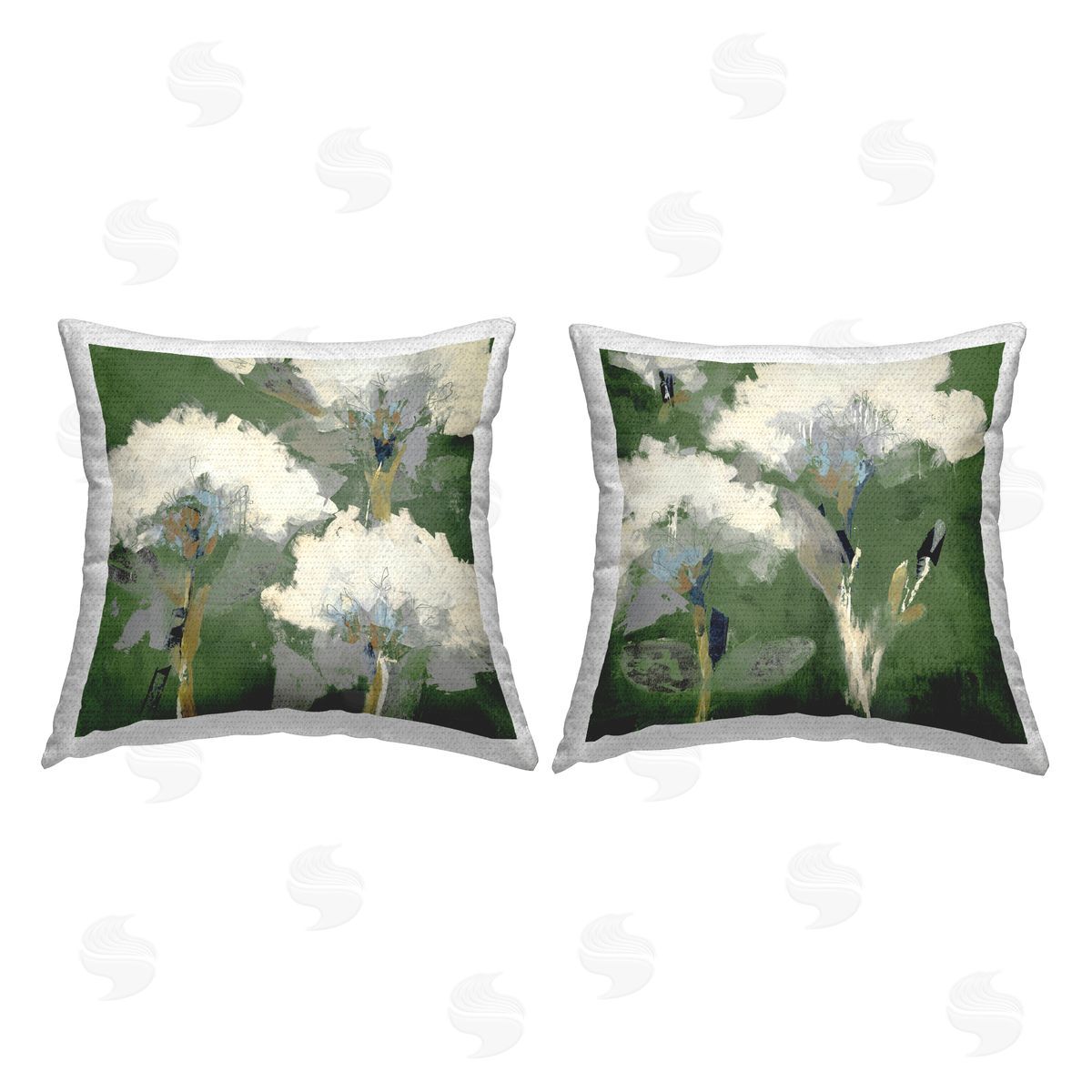 Liz Jardine Puffy White Florets Outdoor Quick-Dry Polyester Printed Throw Pillow