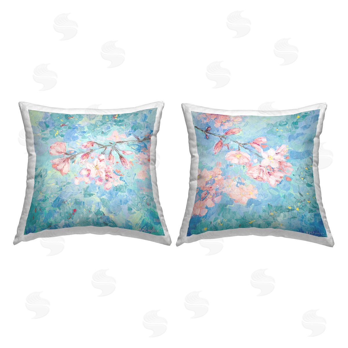 Ann Marie Coolick Cherry Blossom Sprigs Printed Plush Polyester Throw Pillow