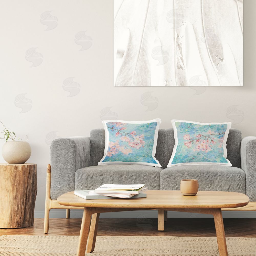 Ann Marie Coolick Cherry Blossom Sprigs Printed Plush Polyester Throw Pillow On Chair