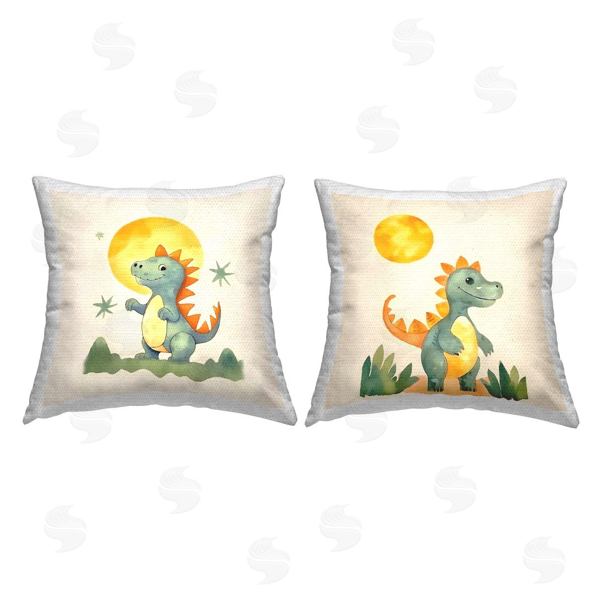 Andrea Haase Dinosaur Baby with Moon Outdoor Quick-Dry Polyester Printed Throw Pillow