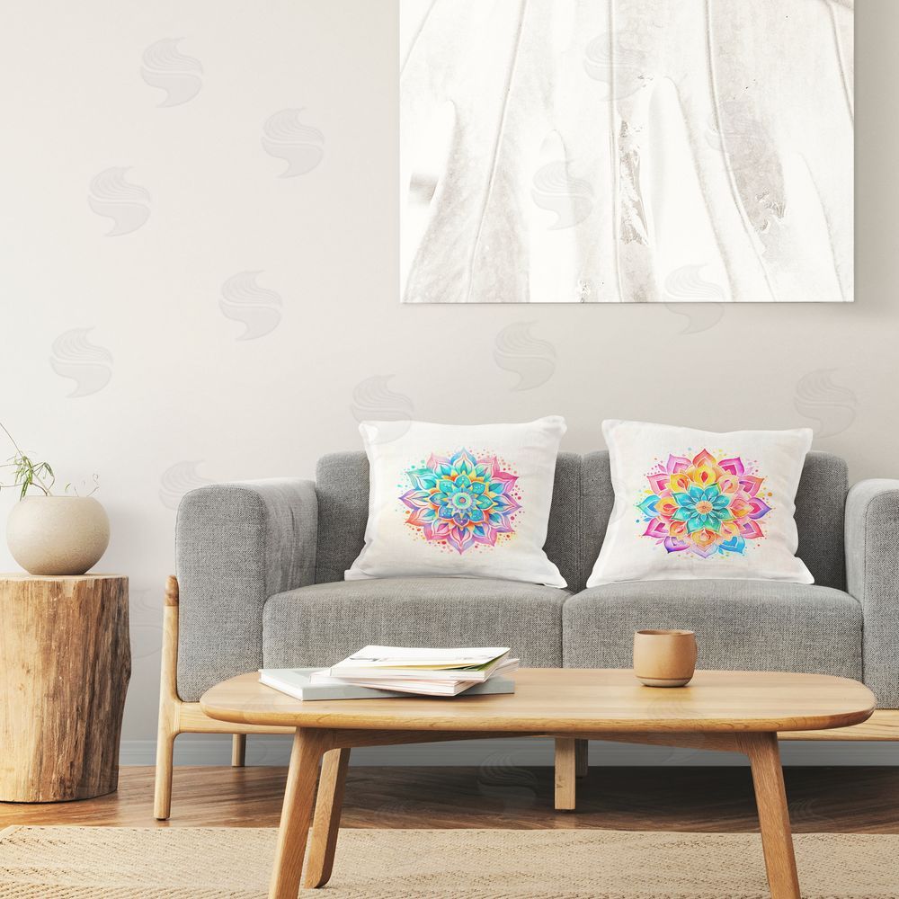 Andrea Haase Magic Bright Hued Mandala Printed Plush Polyester Throw Pillow On Chair