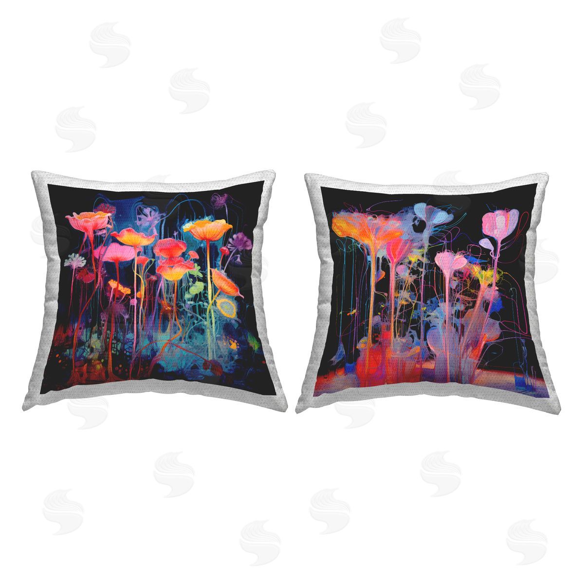 Nuk Nalandro Otherworldly Bright Blooms Outdoor Quick-Dry Polyester Printed Throw Pillow