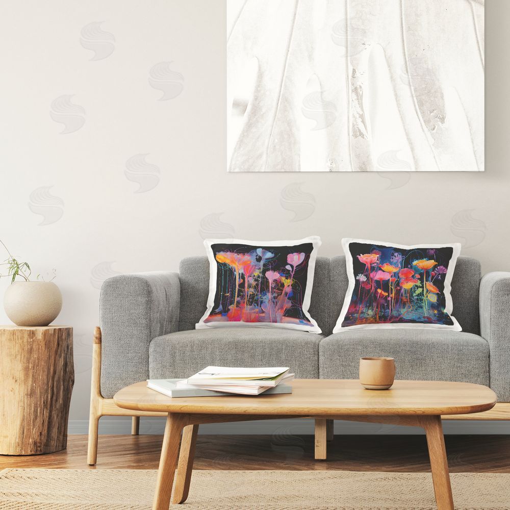 Nuk Nalandro Otherworldly Bright Blooms Printed Plush Polyester Throw Pillow On Chair