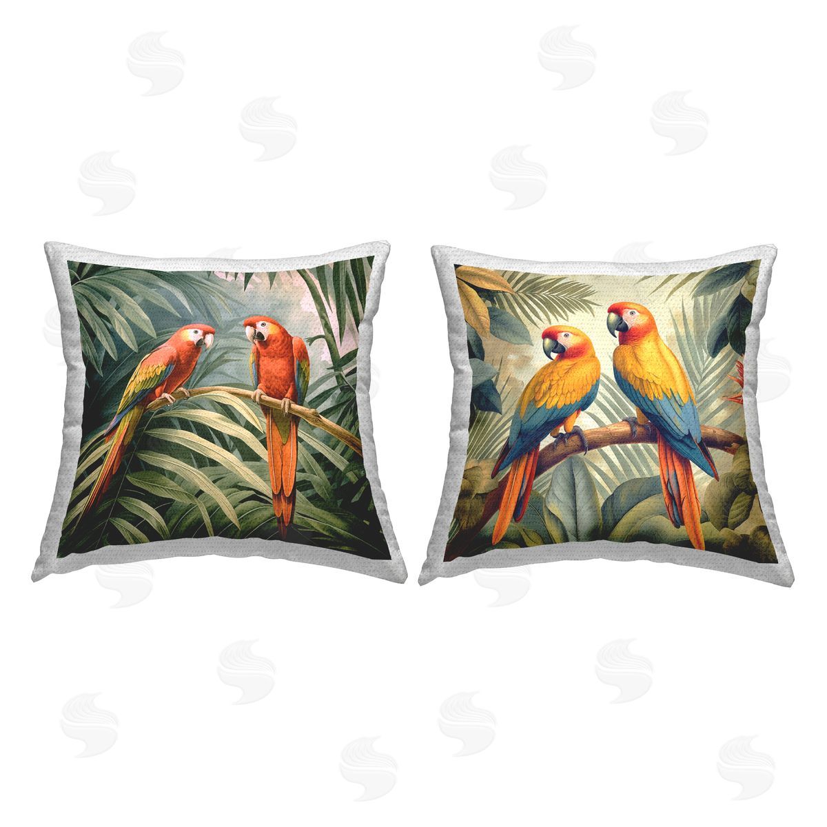Steve Hunziker Parrots Resting on Branches Outdoor Quick-Dry Polyester Printed Throw Pillow