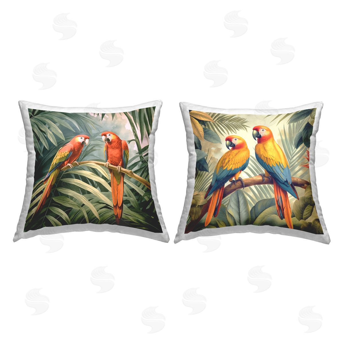 Steve Hunziker Parrots Resting on Branches Printed Plush Polyester Throw Pillow