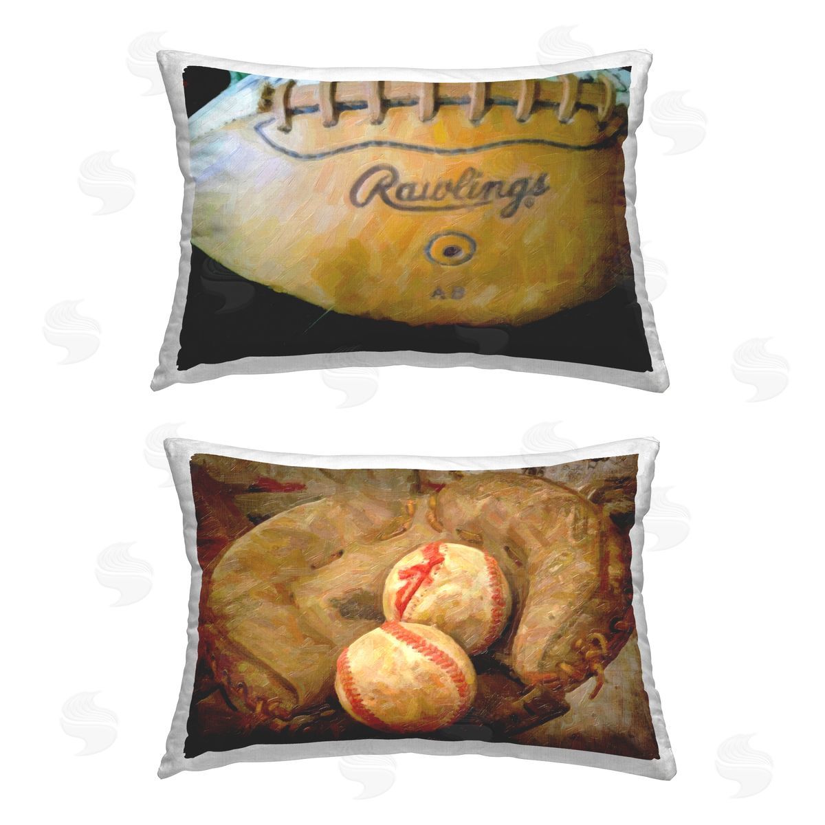 Graffitee Studios Football & Baseball Details Printed Plush Polyester Throw Pillow