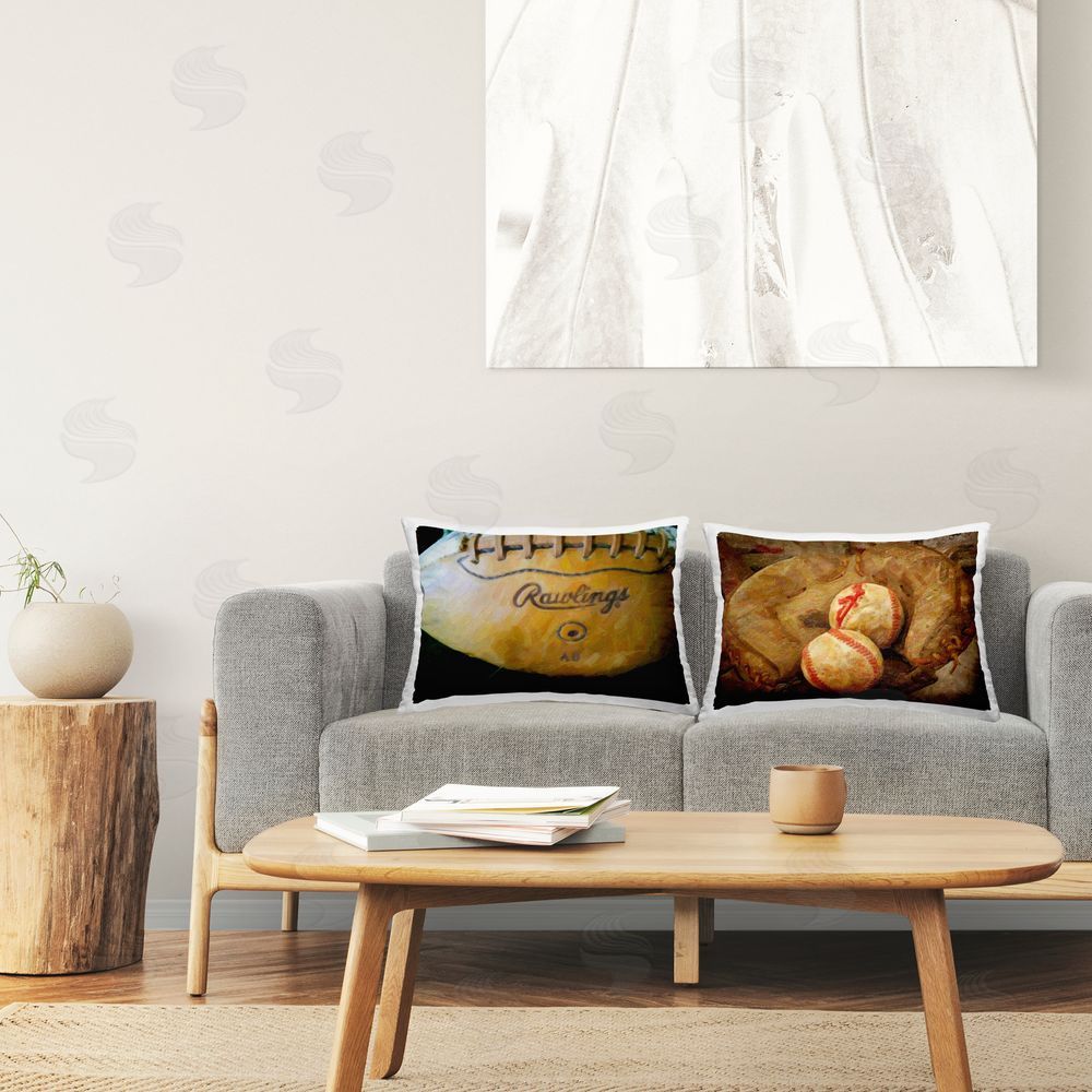 Graffitee Studios Football & Baseball Details Printed Plush Polyester Throw Pillow On Chair