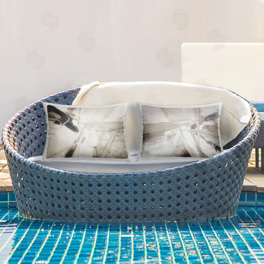 Graffitee Studios Clear Day Sailing Outdoor Quick-Dry Polyester Printed Throw Pillow in Back Yard