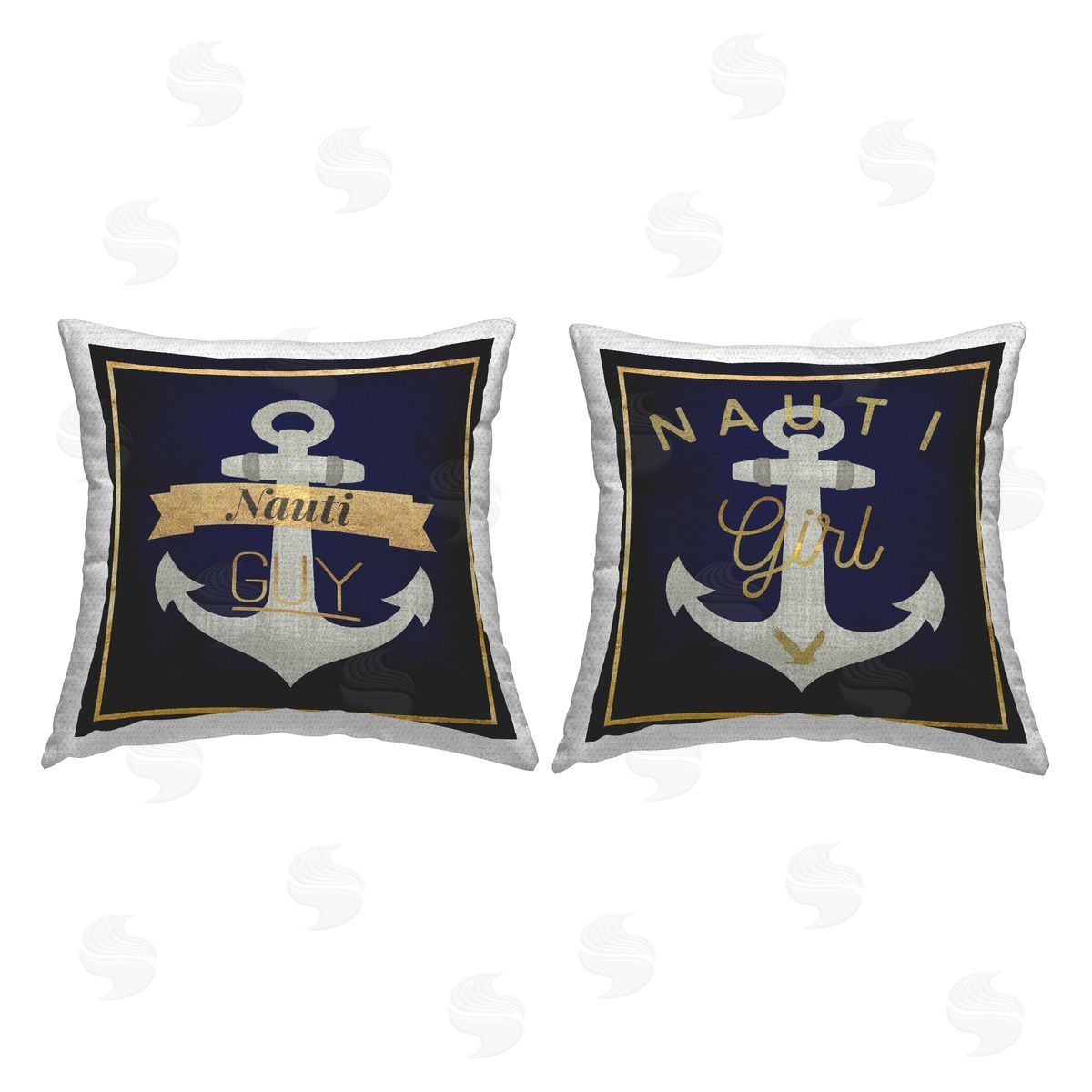 Graffitee Studios Nauti Girl & Guy Outdoor Quick-Dry Polyester Printed Throw Pillow