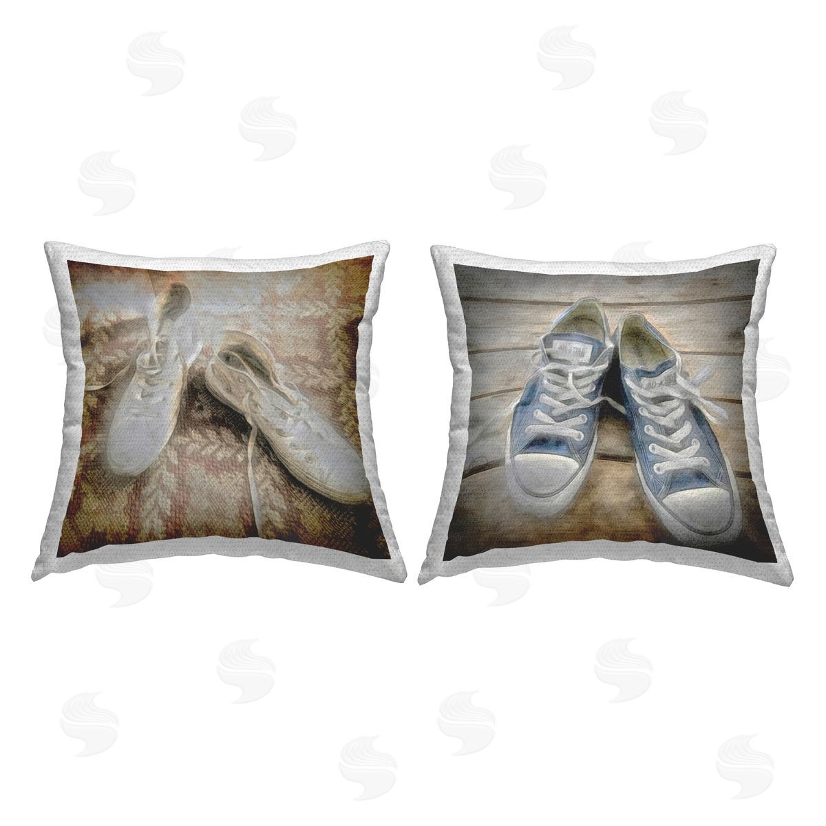 Graffitee Studios Blue & White Classic Sneakers Outdoor Quick-Dry Polyester Printed Throw Pillow