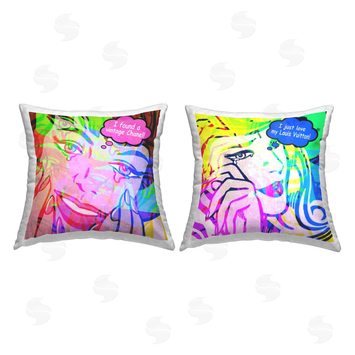 Graffitee Studios Modern Comic Fashion Girls Printed Plush Polyester Throw Pillow