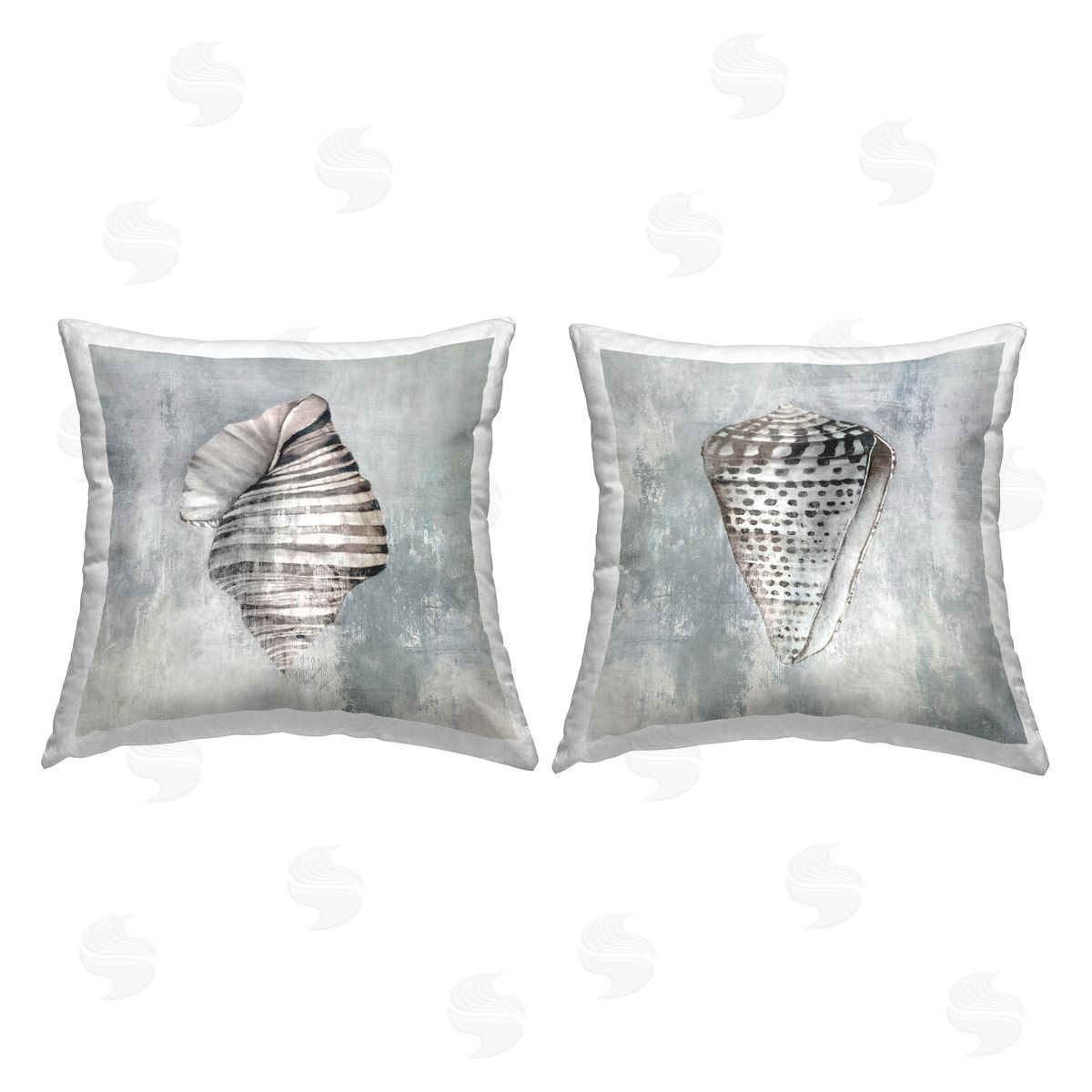 Eli Jones Cowrie Shells on Grey Printed Plush Polyester Throw Pillow