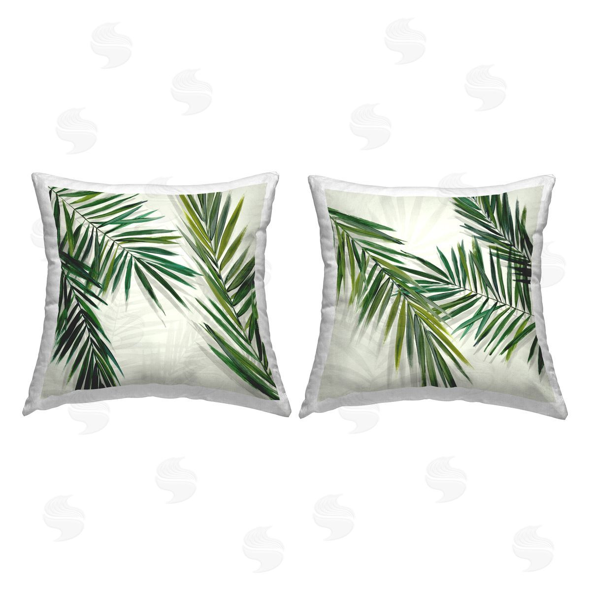 Hannah Dawson Alternating Palm Fronds Printed Plush Polyester Throw Pillow