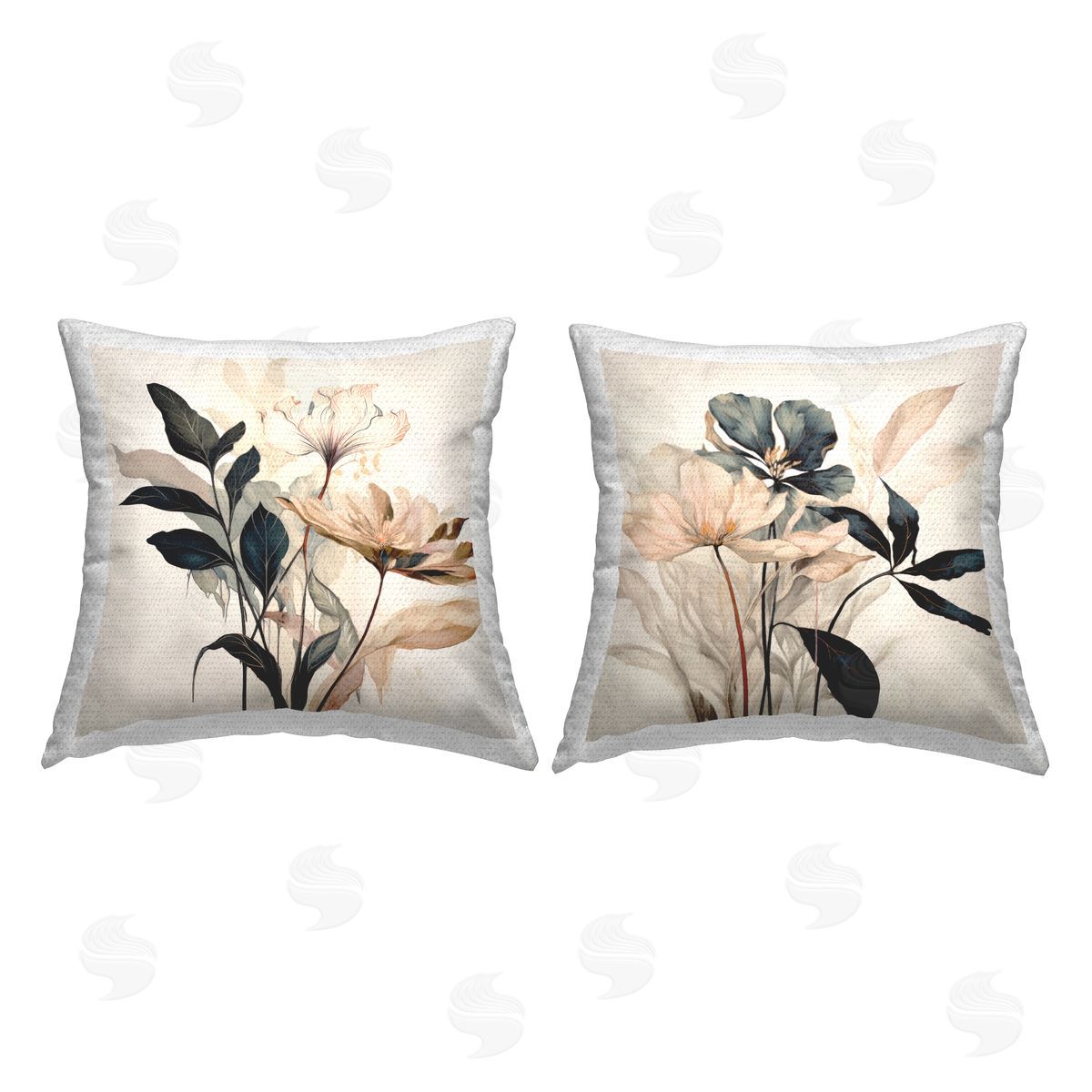Lazar Studio Neutral Hued Floral Bunches Outdoor Quick-Dry Polyester Printed Throw Pillow