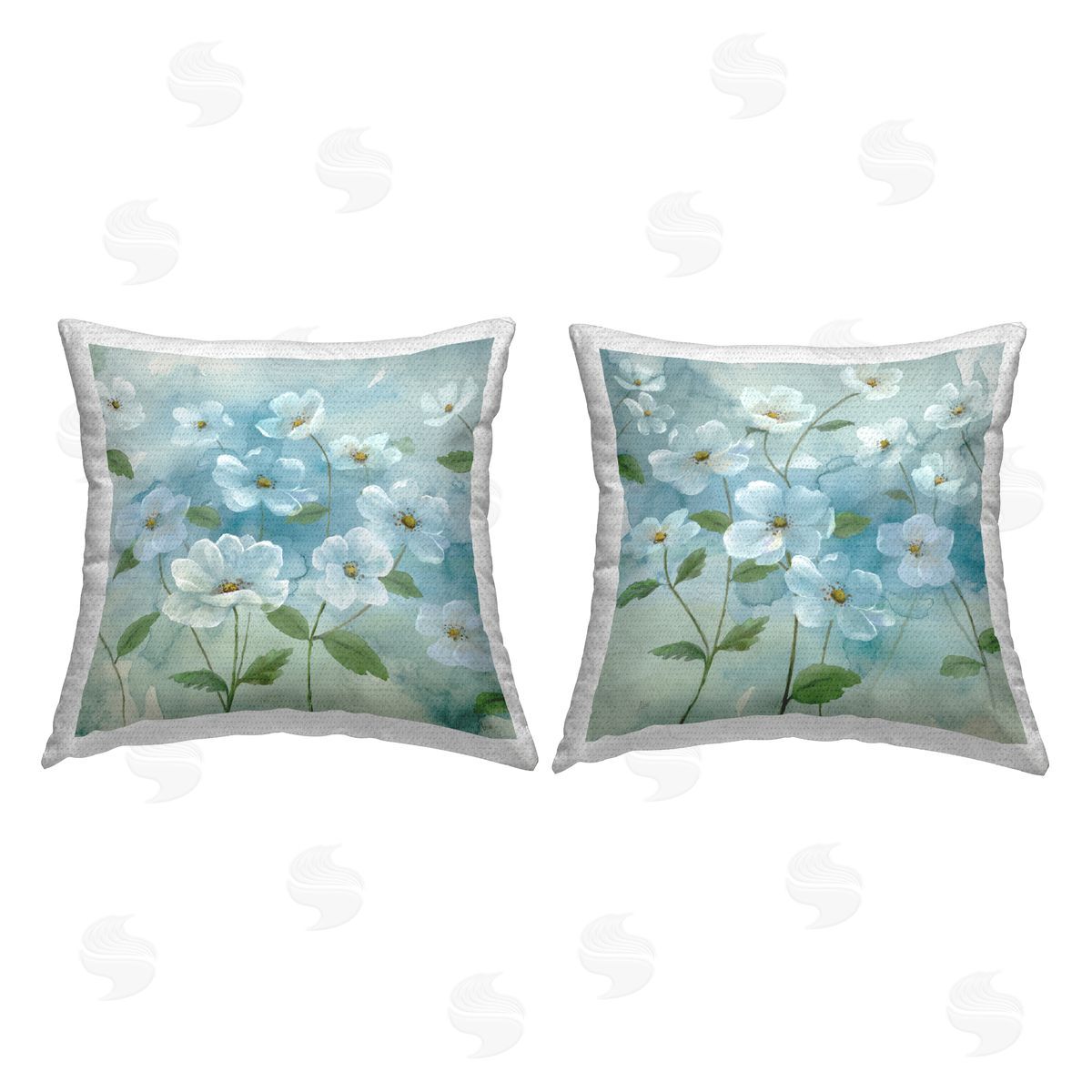 Nan Floral Blossoms Blue Sky Outdoor Quick-Dry Polyester Printed Throw Pillow
