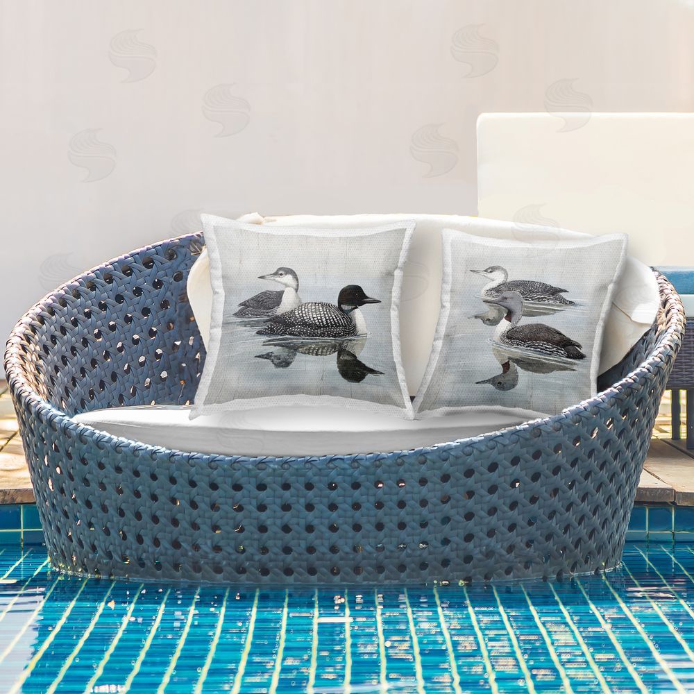 Susan Jill Lakeside Ducks Swimming Outdoor Quick-Dry Polyester Printed Throw Pillow in Back Yard
