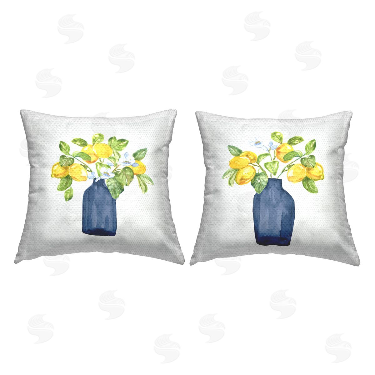 Nan Lemon Bouquets in Vases Outdoor Quick-Dry Polyester Printed Throw Pillow