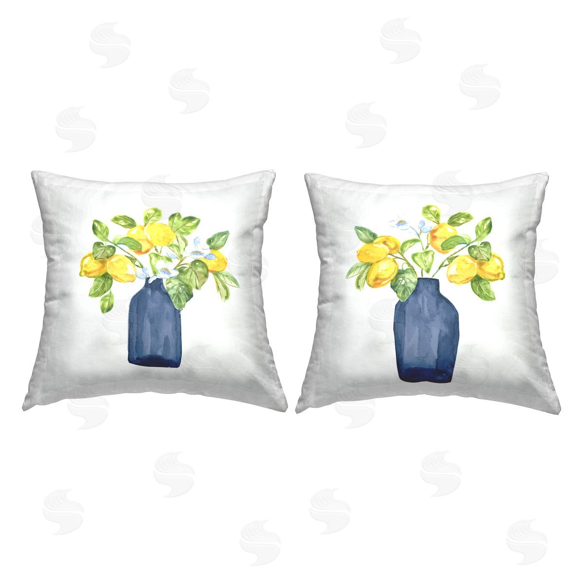 Nan Lemon Bouquets in Vases Printed Plush Polyester Throw Pillow