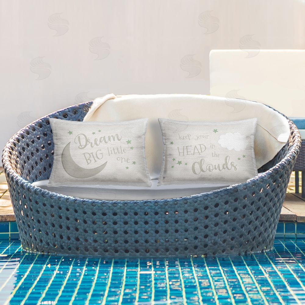 Natalie Carpentieri Dream Big In The Clouds Outdoor Quick-Dry Polyester Printed Throw Pillow in Back Yard