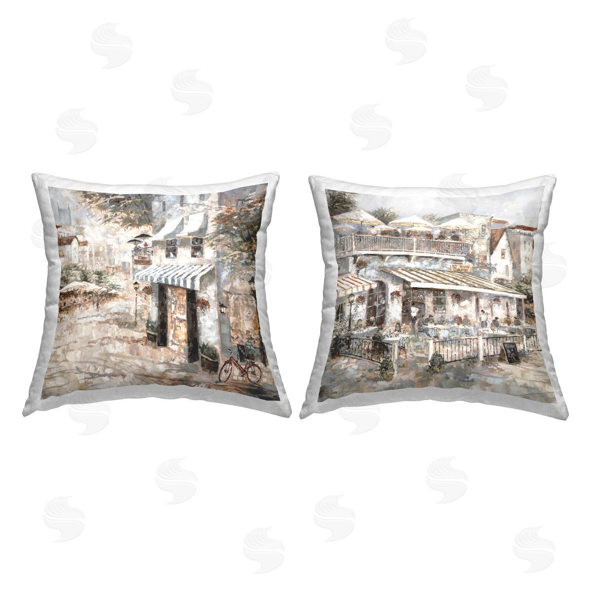 Ruane Manning Vintage Parisian City Printed Plush Polyester Throw Pillow