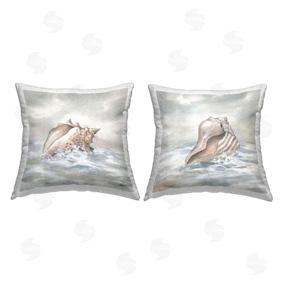 Carol Robinson Seashells Washed Ashore Outdoor Quick-Dry Polyester Printed Throw Pillow