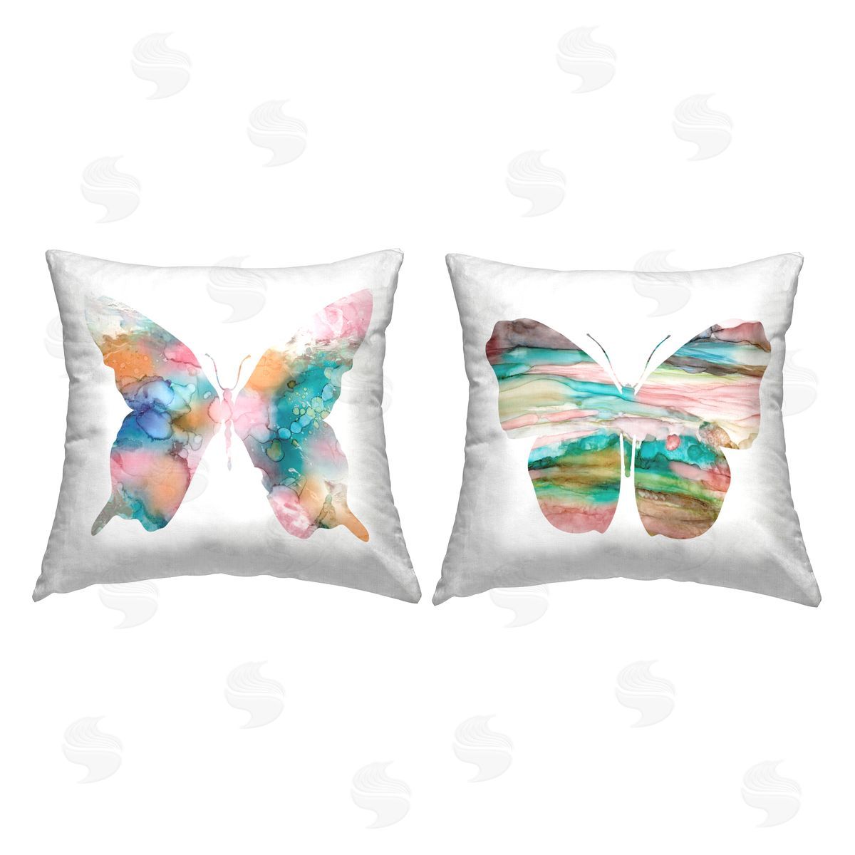 Carol Robinson Marbled Butterfly Silhouettes Printed Plush Polyester Throw Pillow