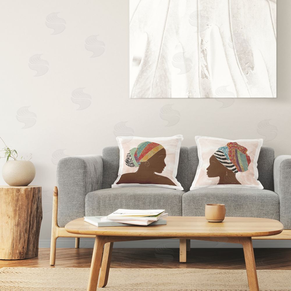 Carol Robinson Unique African Portraits Printed Plush Polyester Throw Pillow On Chair