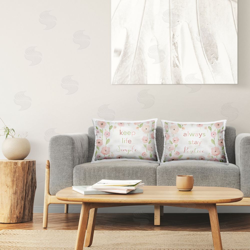 Carol Robinson Floral Positivity Statements Printed Plush Polyester Throw Pillow On Chair