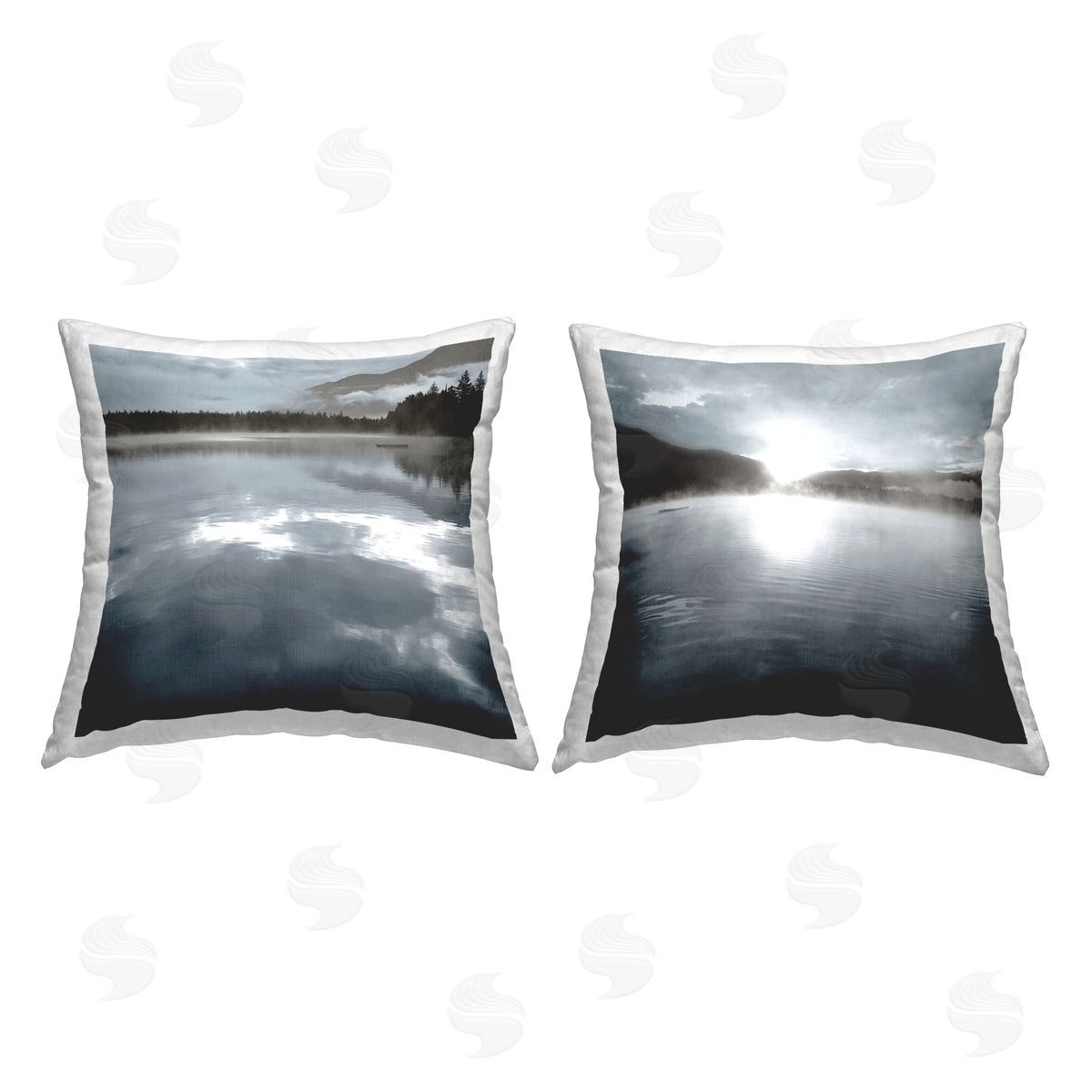 Carol Robinson Quiet Moody Lake Views Printed Plush Polyester Throw Pillow