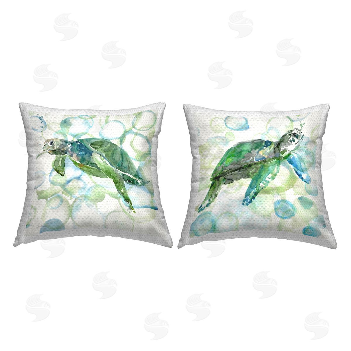 Carol Robinson Turtles on Bubble Pattern Outdoor Quick-Dry Polyester Printed Throw Pillow