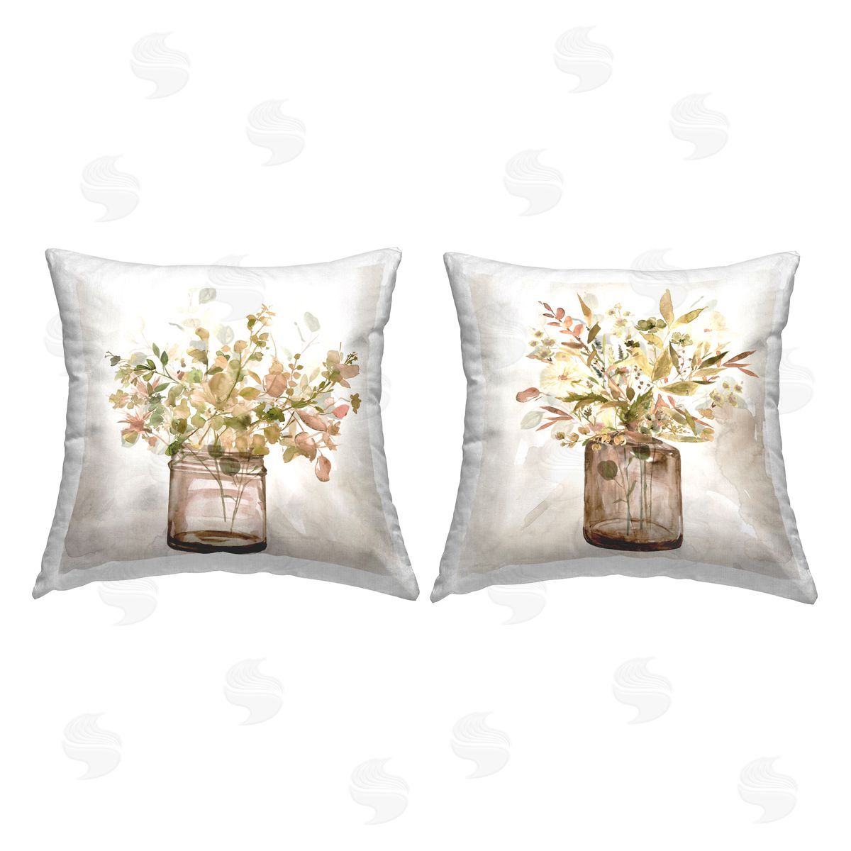 Carol Robinson Earthy Garden Bouquets Printed Plush Polyester Throw Pillow