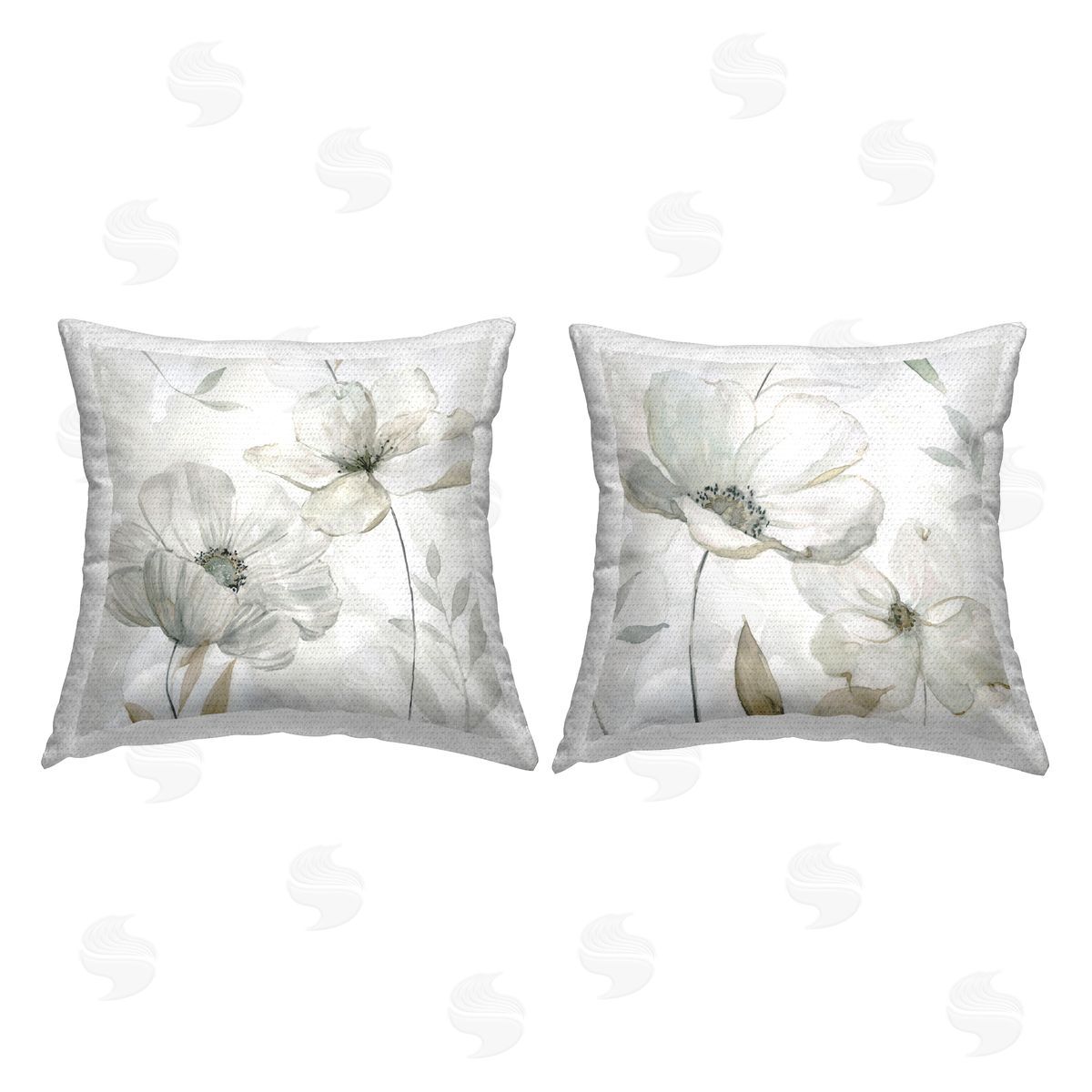 Carol Robinson White Whispers Floral Bundle Outdoor Quick-Dry Polyester Printed Throw Pillow
