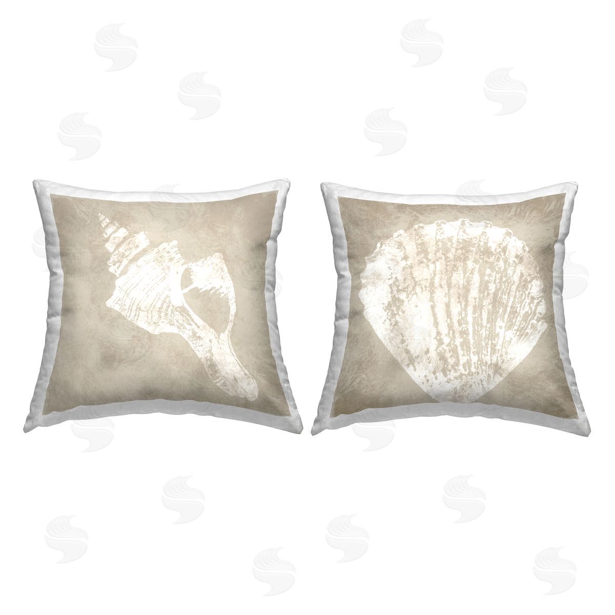 Carol Robinson Sandy Shell Impressions Printed Plush Polyester Throw Pillow