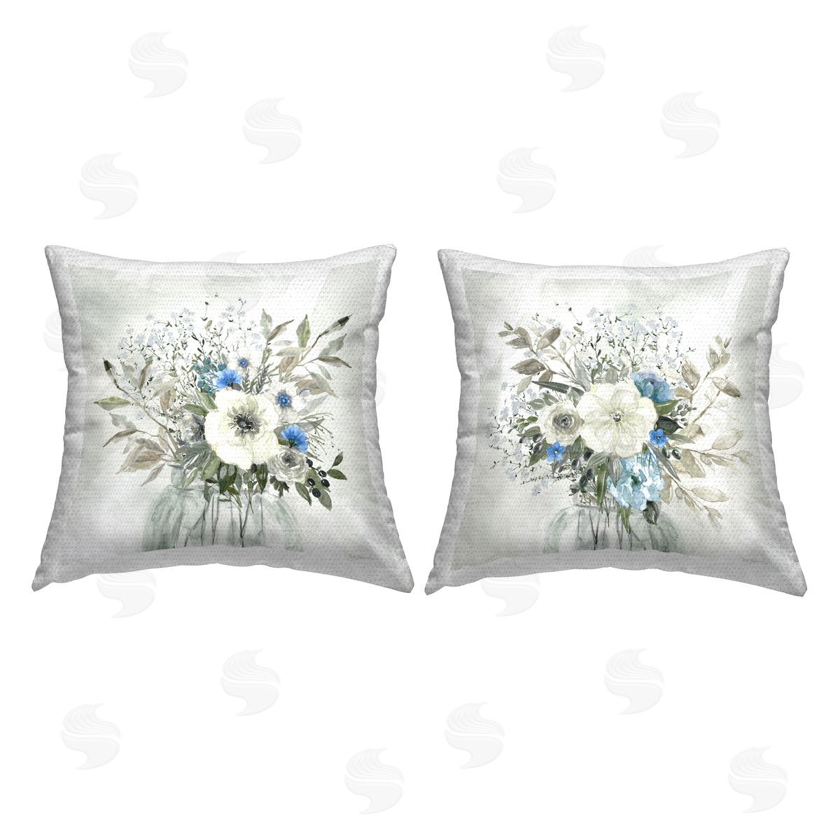 Carol Robinson Charming Botanical Blues Outdoor Quick-Dry Polyester Printed Throw Pillow