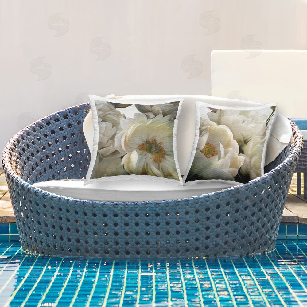 Carol Robinson Floral Blossom Shadows Outdoor Quick-Dry Polyester Printed Throw Pillow in Back Yard