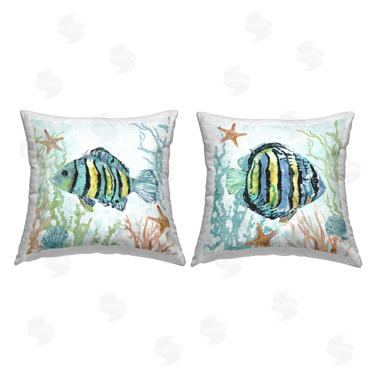 Carol Robinson Tropical Striped Fish Underwater Outdoor Quick-Dry Polyester Printed Throw Pillow