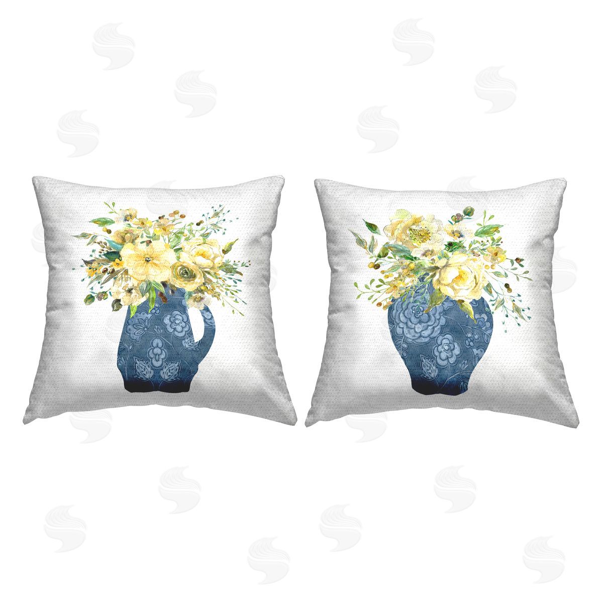 Carol Robinson Sunny Chinoiserie Bouquets Outdoor Quick-Dry Polyester Printed Throw Pillow