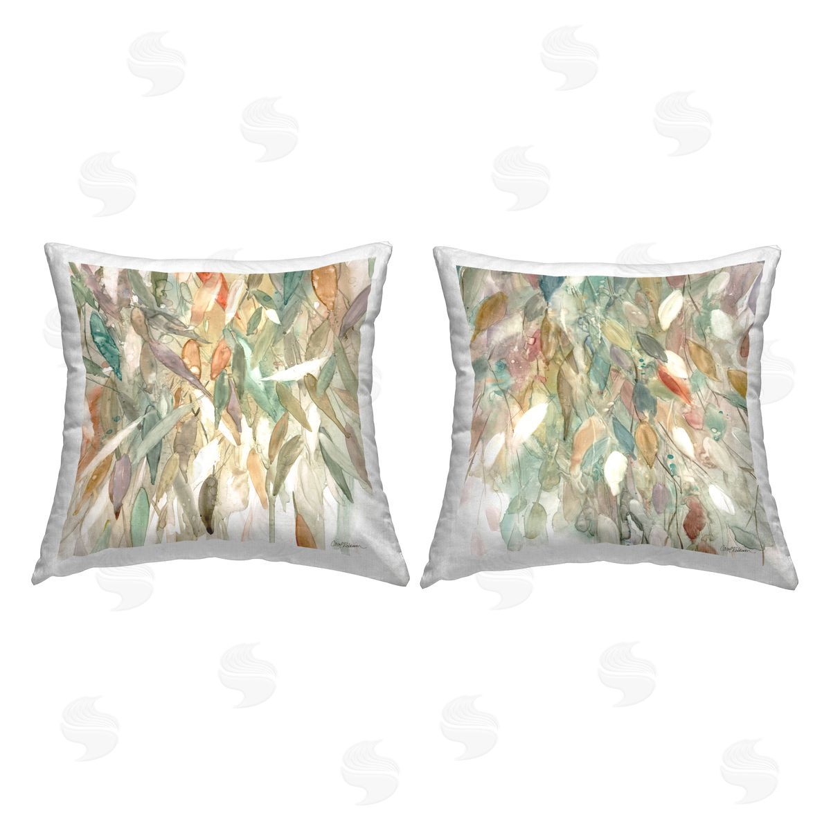 Carol Robinson Earthy Rain Cascade Printed Plush Polyester Throw Pillow