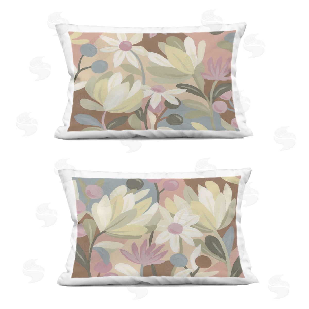 June Erica Vess Charming Muted Foliage Printed Plush Polyester Throw Pillow