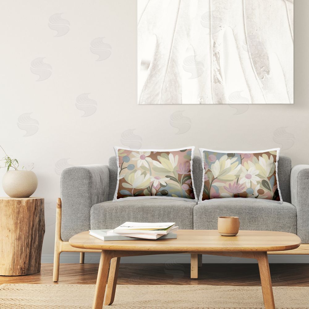 June Erica Vess Charming Muted Foliage Printed Plush Polyester Throw Pillow On Chair