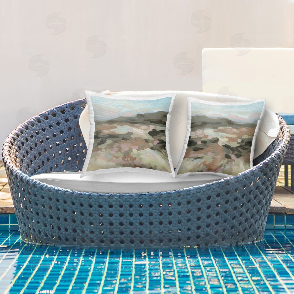 June Erica Vess Desert Impression Abstraction Outdoor Quick-Dry Polyester Printed Throw Pillow in Back Yard