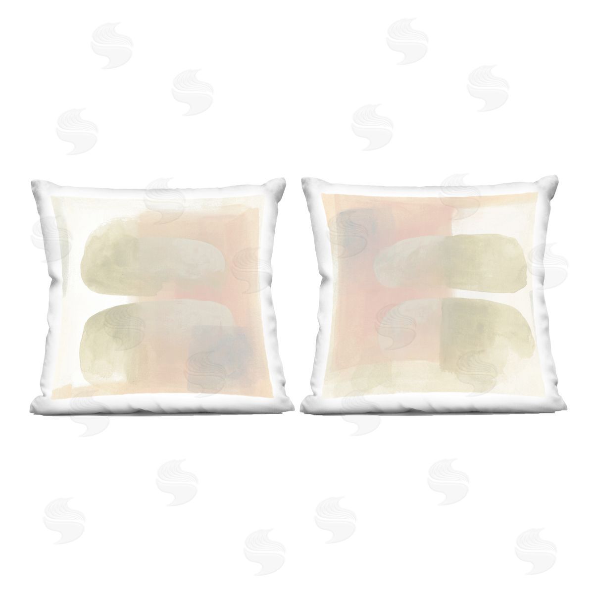 June Erica Vess Neutral Oblong Shapes Abstract Printed Plush Polyester Throw Pillow