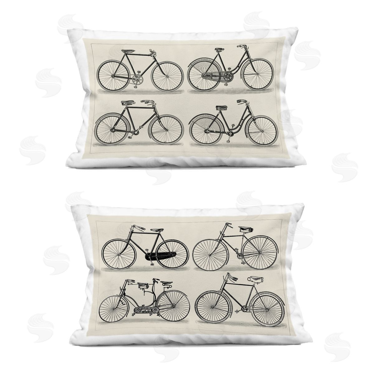 Vision Studio Vintage Bicycle Styles Printed Plush Polyester Throw Pillow