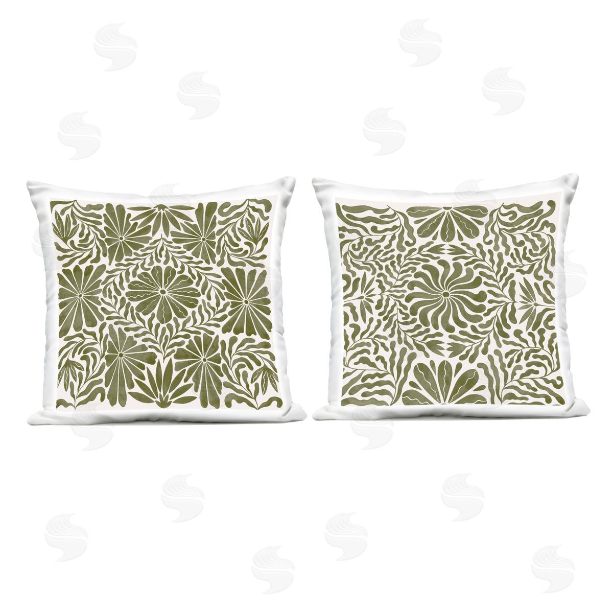 Grace Popp Patterned Wavy Flowers Outdoor Quick-Dry Polyester Printed Throw Pillow