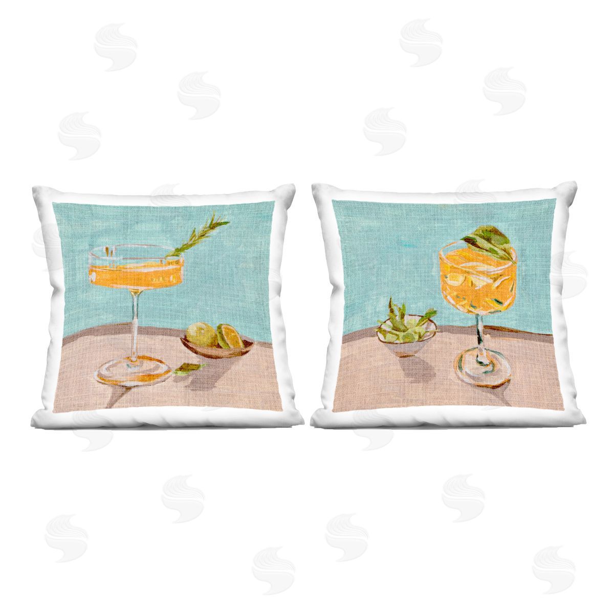 Melissa Wang Orange Cocktail Still Lifes Printed Plush Polyester Throw Pillow