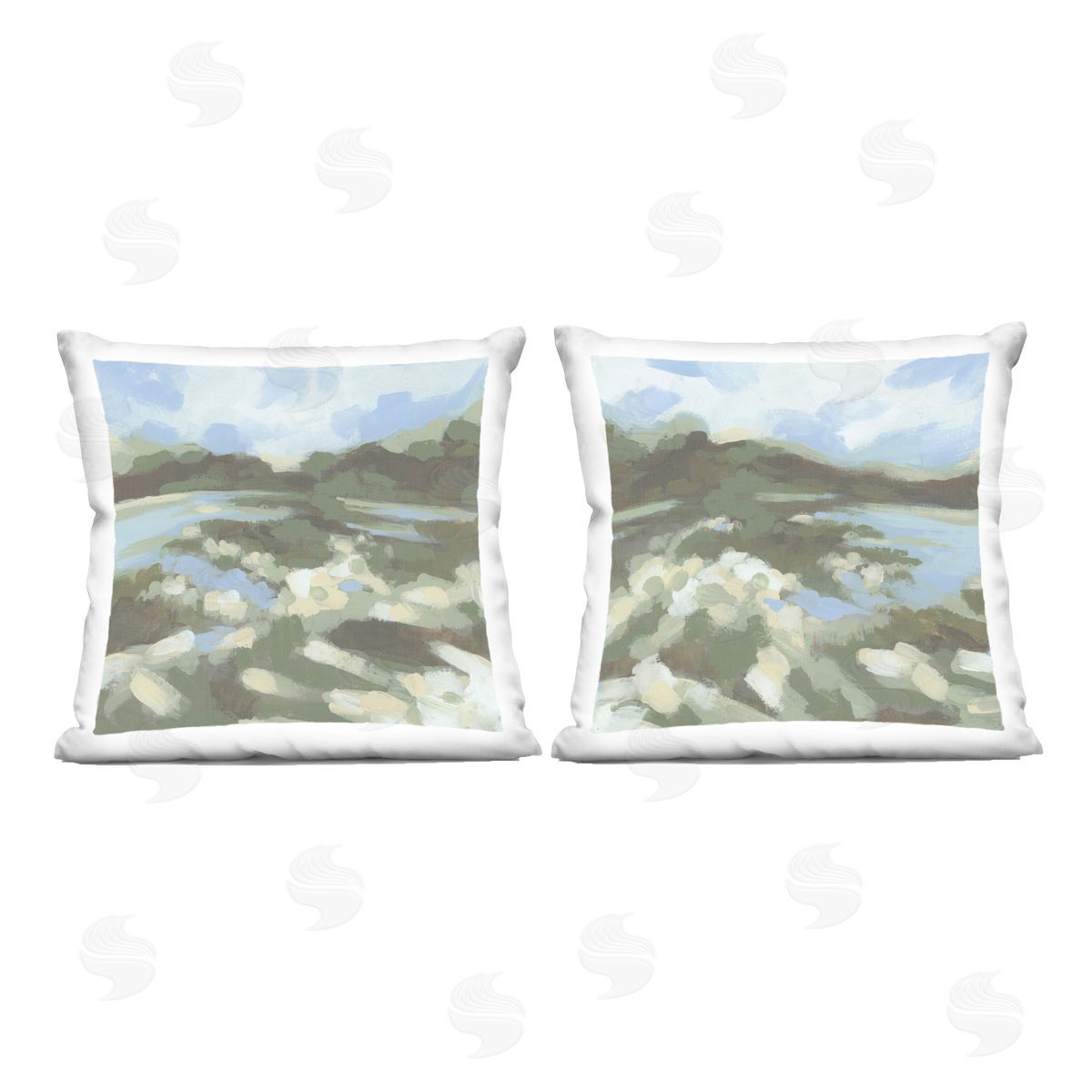 June Erica Vess Vivid Impressionist Landscape Printed Plush Polyester Throw Pillow